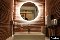 A lavatory is seen inside the Mars Dune Alpha, NASA's simulated Mars habitat, being used as preparations for sending humans to the Red Planet, at the agency's Johnson Space Center in Houston, Texas, U.S. April 11, 2023. (REUTERS/Go Nakamura)
