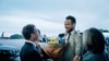 FILE - Johan Floderus, after being imprisoned in Iran, is greeted by Swedish Prime Minister Ulf Kristersson at Arlanda Airport, in Stockholm, June 15, 2024. (TT News Agency/Tom Samuelsson / Regeringkansliet via Reuters)