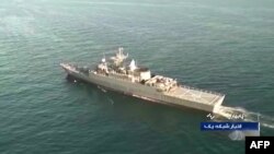 Fregat Angkatan Laut Republik Islam Iran 'Sahand' selama latihan Angkatan Laut gabungan Iran-Rusia-China di Samudera Hindia dan Teluk Oman. (Foto: IRIB TV/AFP)