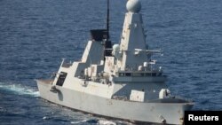 參加紅海「繁榮衛士行動」的英國皇家海軍「鑽石號」驅逐艦。 (2024年1月6日)