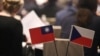FILE - The national flags of Taiwan and Czech Republic are seen during a joint meeting in Taipei, Taiwan, March 27, 2023. 