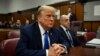 FILE - Former President Donald Trump looks on at Manhattan criminal court during his trial in New York, April 22, 2024. 