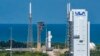 This handout picture from United Launch Alliance taken on Oct. 5, 2021, shows the United Launch Alliance Vulcan Centaur program undergoing the first round of pathfinder tanking test activities at Space Launch Complex (SLC)-41 in Cape Canaveral, Florida.