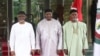 Chief of Staff to Nigerian President, Femi Gbajabiamila (L), Gambia President, Adama Barrow and Nigerian Minister of Foreign Affairs Yussuf Tuggar during the ordinary session of ECOWAS Heads of State and Government in Abuja, July 7, 2024. 
