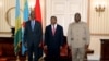 Rais wa Rwanda Paul Kagame, Rais Joao Lourenco wa Angola na Rais Felix Thisekedi wa DRC wakati wa mkutano wao mjini Luanda, Julai 6, 2022. Picha ya AFP