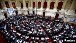 Anggota majelis rendah Argentina memberikan suara terakhir pada RUU yang diajukan Presiden Javier Milei, mega-reformasi yang akan memberikan pemerintah lebih banyak kekuasaan dalam melakukan deregulasi perekonomian, di Buenos Aires, Argentina 27 Juni 2024. (REUTERS/Tomas Cuesta)