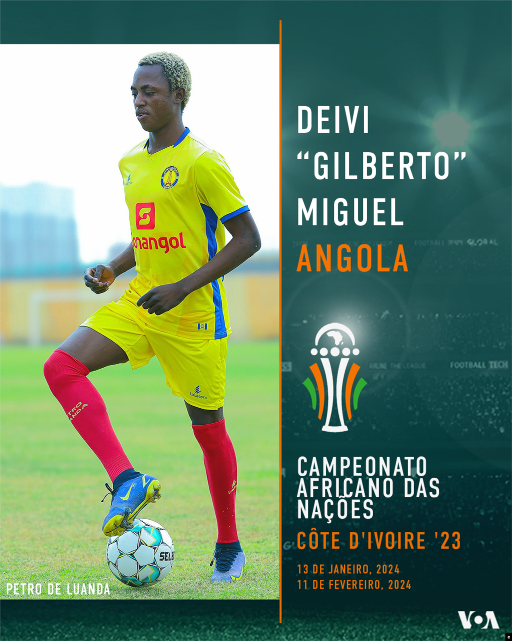 Deivi Miguel Vieira, que adopta o nome "Gilberto" em campo, nasceu a 10 de março de 2001 em Luanda. Joga na posição de avançado no Petro de Luanda desde 2022, equipa com a qual tem contrato por três épocas. Gilberto jogou anteriormente pelo Recreativo do Libolo e fez a sua formação entre o Atlético Sport Aviação (ASA) e o Real Sambila. 