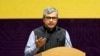 FILE - India's Minister for Information Technology Ashwini Vaishnaw addresses the audience during the 'SemiconIndia 2023' in Gandhinagar, July 28, 2023. Vaishnaw said the cybersecurity agency is investigating complaints of mobile phone hacking by senior opposition politicians.