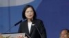 FILE - Taiwan's President Tsai Ing-wen speaks in front of the Presidential Building in Taipei, Taiwan, Oct. 10, 2023. 