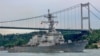 FILE — The U.S. Navy destroyer USS Carney sets sail in the Bosphorus in Istanbul, Turkey, July 14, 2019. The destroyer shot down Houthi drones in the Red Sea, Dec. 3, 2023. 