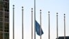 A flag is flown at half-staff at the United Nations headquarters in New York on Nov. 13, 2023.