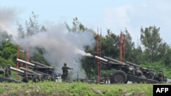 台灣軍隊在台灣南部屏東舉行反登陸演習。(2022年8月9日）
