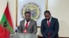Faustino Mumbica, secretário nacional para asuntos eleitorais da UNITA, (esq) e Nelito Equiqui, deputado, (dir), Angola 19 Agosto 2022
