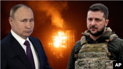 Montagem das fotos de Vladimir Putin e Volodymyr Zelenskyy