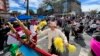 Thai tradition drummers perform during the Little Thailand Way street co-naming ceremony in the Queens borough of New York.(Sept 24, 2022)