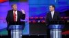 Republican presidential candidate, businessman Donald Trump speaks, as Republican presidential candidate, Sen. Ted Cruz, R-Texas, listens, during the Republican presidential debate, March 10, 2016.