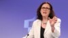 European Commissioner for Home Affairs Cecilia Malmstrom addresses the media at the European Commission headquarters in Brussels, Belgium, Jan. 15, 2014. 