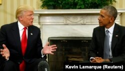 Donald Trump e Barack Obama na Casa Branca