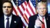 Donald Trump et son avocat Todd Blanche sur un écran installé dans le tribunal new-yorkais en charge de l'affaire.