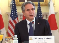 美國國務卿布林肯(Antony Blinken)7月29日出席“美日經濟政策磋商委員會”的首次部長級會議（照片來源：視頻截圖）