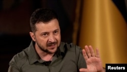 Rais wa Ukraine Zelenskiy akizungumza na waandishi wa habari mjini Kyiv, Ukraine, Sept 16, 2022