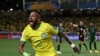 Brazil's forward Neymar celebrates after scoring a goal during the 2026 FIFA World Cup South American qualifiers football match between Brazil and Bolivia at the Jornalista Edgar Proença 'Mangueirao' stadium, in Belem, state of Para, Brazil, on September 