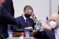 U.S. Secretary of State Antony Blinken is seen on the second day of a NATO foreign ministers meeting at the alliance's headquarters in Brussels, Belgium, March 24, 2021.