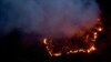 This aerial image taken from video shows a brush fire that broke out in a park on the northern tip of Manhattan, in Inwood, New York, Nov. 13, 2024. (WABC-TV via AP)