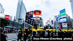 在日本東京涉谷舉行的612三週年遊行抗議活動。(圖片來源：平野雨龍臉書網站)