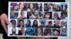 FILE - A photo collage of the 34 victims of the Sept. 2, 2019 fire aboard the dive boat, Conception, at Santa Cruz Island, is held by a family member arriving at federal court in Los Angeles, Oct. 25, 2023. 
