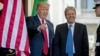 President Donald Trump greets Italian Prime Minister Paolo Gentiloni as he arrives at the West Wing of the White House in Washington, April 20, 2017.