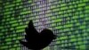 A 3D printed Twitter logo is seen in front of a displayed cyber code in this illustration taken March 22, 2016. 