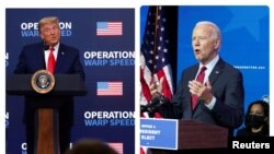 Rais mteule Joe Biden (kushoto) na Rais Donald Trump.