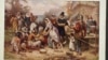 Cuadro que ilustra la primera comida Acción de Gracias, pintado por J.L.G. Ferris en 1863. Cortesía de la Biblioteca del Congreso. 