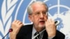 United Nations Independent Commission of Inquiry on Syrian Arabic Republic Chairman Paulo Pinheiro speaks during a news conference at U.N. European headquarters in Geneva, Switzerland, Feb. 8, 2016. 