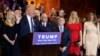 Surrounded by family and supporters, Republican presidential candidate Donald Trump speaks during a New York primary night campaign event, April 19, 2016, in New York. Trumps new campaign chief says the candidate has been "projecting an image" in order to energize voters in the primary election campaign. 