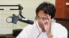 Sok Touch, dean of Khemarak University and a political analyst (left) and Um Sam An, a Lawmaker from the opposition CNRP Party (not shown here)​ discuss the topic “What Would Cambodia-Vietnam Border Solution Need?" during VOA Khmer’s special Hello VOA radio call-in show, Friday, August 7, 2018. (Lim Sothy/VOA Khmer) 