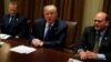 President Donald Trump meets with a bipartisan group of members of Congress, including Representative Josh Gottheimer, D-N.J., at left, and Representative Tom Reed, R-N.Y., at the White House in Washington, Sept. 13, 2017. 