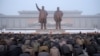 Pyongyang residents bow before the statues of late North Korean leaders Kim Il Sung and Kim Jong Il during National Memorial Day on Mansu Hill in Pyongyang on Dec, 17, 2018. 