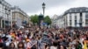 FILE - General view of the start of the annual Gay Pride march in Paris, France, July 4, 2020. 