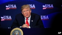 Le président Donald Trump au Cleveland Public Auditorium et Centre de conférences de Cleveland, Ohio, le 5 mai 2018.