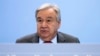 FILE - United Nations Secretary-General Antonio Guterres speaks during a news conference after the conference on Libya at the chancellery in Berlin, Germany, Jan. 19, 2020.