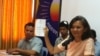 លោក​ស្រី មួរ សុខ​ហួរ​ អ្នក​តំណាង​រាស្ត្រ​​ជាប់​​ឆ្នោត​​ខាង​​គណបក្ស​​សង្គ្រោះ​ជាតិ​​ថ្លែង​នៅក្នុង​សន្និសីទ​ការសែត​មួយ នៅថ្ងៃ​ទី២២ ខែមេសា ឆ្នាំ២០១៤ ក្រោយពី​​មាន​អំពើ​ហិង្សា​ទៅ​លើ​ក្រុមបាតុករ​ដែល​ក្នុង​នោះ​រួមទាំង​លោកស្រី​ផង​ជា​ជន​រងគ្រោះ។ 