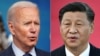 Le président américain Joe Biden, à gauche, s'exprimant à Washington le 2 juin 2021 ; et le président chinois Xi Jinping lors d'un discours à Macao, le 18 décembre 2019.