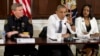 President Obama talks to reporters after a meeting at the Eisenhower Executive Office Building on the White House complex in Washington, July 13, 2016, about community policing and criminal justice.