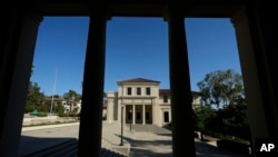 FILE - The Occidental College campus is seen in Los Angeles, July 27, 2023.