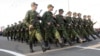 Pro-Russian rebels march during a rehearsal for the Victory Day military parade in Donetsk, Ukraine, May 5, 2015.