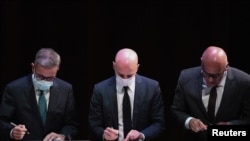 Firma del Memorando de Entendimiento entre el oficialismo y la oposición de Venezuela el 13 de agosto de 2021 en la Ciudad de México.
