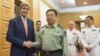 FILE - U.S. Secretary of State John Kerry, left, and Chinese Vice Chairman of the Central Military Commission General Fan Changlong (r) shake hands prior to a meeting at the Ministry of National Defense in Beijing, May 16, 2015. 