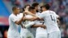 Les joueurs de France célèbrent le 2e but de leur équipe par Antoine Griezmann lors du match de quart de finale entre l'Uruguay et la France lors de la Coupe du monde 2018 au stade de Nijni Novgorod, à Nijni Novgorod, en Russie, le vendredi 6 juillet 2018. 